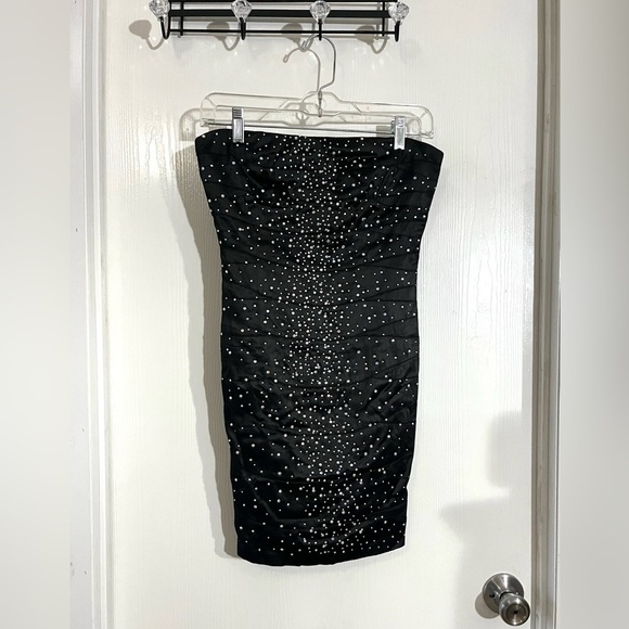 Nikibiki Black Beaded Strapless Mini Dress - Picture 1 of 6
